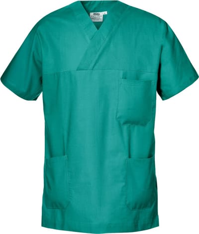 SIR SAFETY CARDIO MOD SCRUB TOP Korte mouw Werkshirt HEREN Groen - 100% Katoen - 190 g/m² - Borstzak