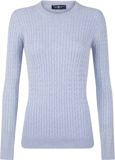 Jimmy Sanders Kabeltrui - Trui Ronde Hals - 100% Katoen Dames Blauw - L