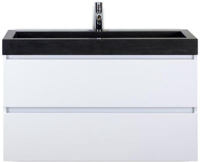 Maxx XL Badmeubelset 100 cm - Wit Hoogglans - Wastafel Lucca 1 Kraangat