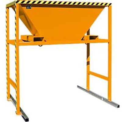 Bauer BTM vultrechter, plaatstaal, verrijdbaar en stationair, inrijvakken, L 1700 x B 1980 x H 2050 mm, gelakt, geel-oranje RAL 2000