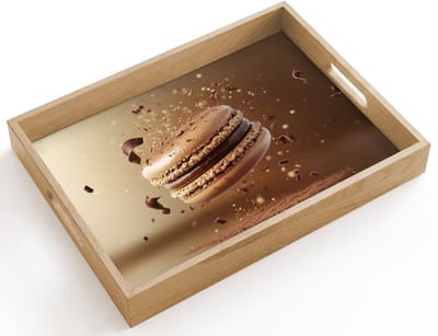 Dienblad hout 40x30 cm - Schootdienblad - Chocolade - Macarons - Eten - Snoep - Borrelplank rechthoek - Plateau dienbladen