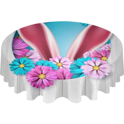 Hout Bloem Konijnenoren Rond Tafelkleed Festival Dineren Waterdicht Tafelkleed Tafelkleed Voor Bruiloft Feest Decor 4pcs 33x48 Table mat blue