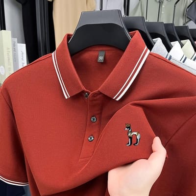 Heren Poloshirt Katoen Zomer Kraag Verfijnd Hond Borduurwerk Korte Mouw T-shirt High End Zakelijke Herenkleding XXXL black