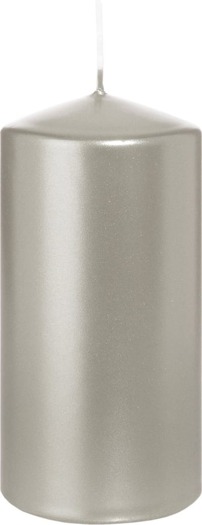 Wiedemann Cilinderkaars/stompkaars - metallic zilver - 12 x 6 cm - 33 branduren - zuilkaarsen