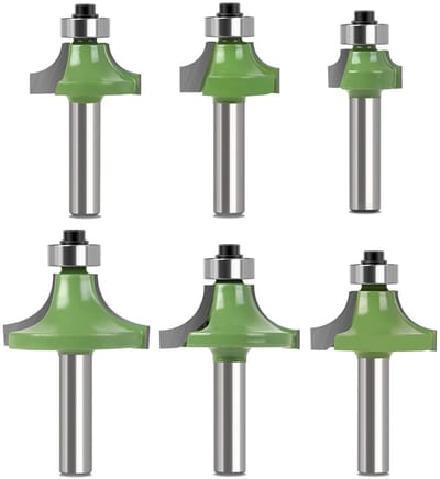 Allecto - Freesbitset - 6-delig - Houtbewerking - Rond - Snijden - Voor router - 8 mm