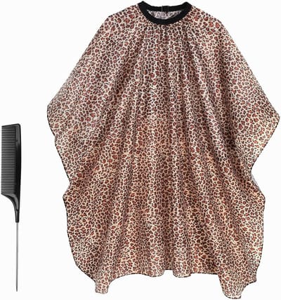 Haardressing Cape met Luipaardprint, 120 cm x 140 cm, Waterdicht, Verstelbaar, Geschikt voor Kappers, Volwassenen en Kinderen, Inclusief Kam