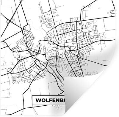 Muurstickers - Sticker Folie - Wolfenbüttel - Stadskaart - Plattegrond - Kaart - 100x100 cm - Plakfolie - Muurstickers Kinderkamer - Zelfklevend Behang XXL - Zelfklevend behangpapier - Stickerfolie
