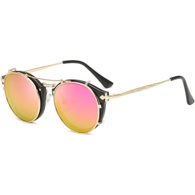 Clip On Zonnebrillen Mannen Steampunk Vrouwen Mode Brillen Vintage Retro Mode Zonnebrillen Oculos UV400 beige
