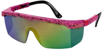 Wilbers & Wilbers - Jaren 80 & 90 Kostuum - Roze Jaren 80 De Leukste Skileraar Zonnebril - Roze - One Size - Carnavalskleding - Verkleedkleding