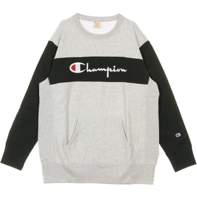 Herensweatshirt met kleurblokken, kangoeroezak en omgekeerde geweven ronde hals, lichtgrijs/zwart