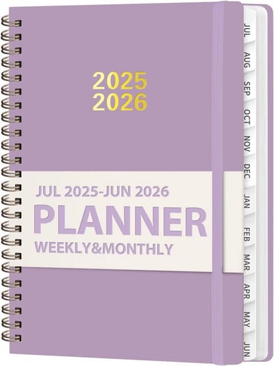 Agenda 2025-2026 Planner A5 Harde Kaft - Week- en Maandoverzicht Juli 2025 t/m Juni 2026 met Tabs