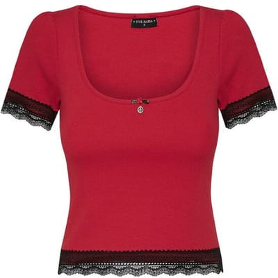 Vive Maria T-shirt - Sweet Cropped Shirt - L tot XXL - voor Vrouwen - rood-zwart
