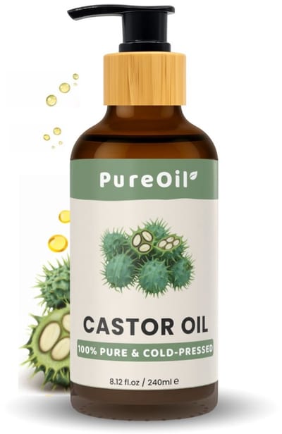 PureOil – Castor Olie – 240ml – Koudgeperst & Hexaanvrij – 100% Puur, Natuurlijk & Vegan – Castorolie Voor Haar | Huid | Gezicht | Scalp | Wimpers | Wenkbrauwen | Nagels | Massage