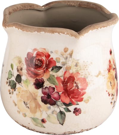 Dekoratief | Bloempot 'Romantic Flowers', keramiek, 12x12x12cm | A240801
