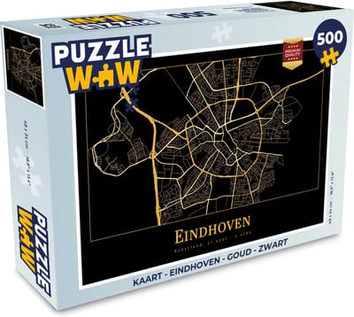 Puzzel Kaart - Eindhoven - Goud - Zwart - Legpuzzel - Puzzel 500 stukjes