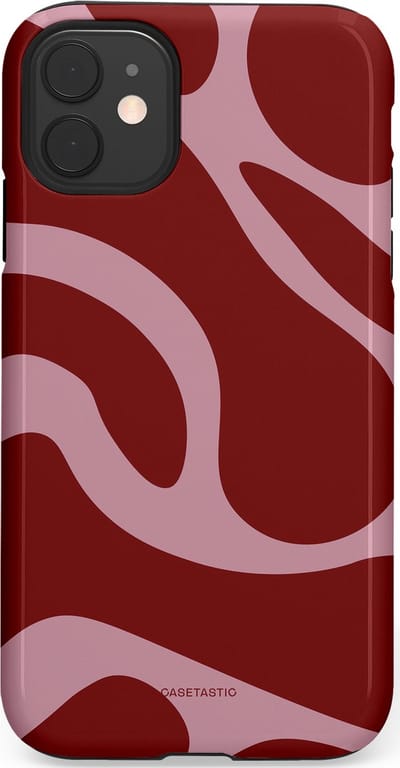 Casetastic hoesje geschikt voor Apple iPhone 11 - Dubbellaagse bescherming - Roze Rode Framboos Blobs - Fashion Case - Bordeaux Lila