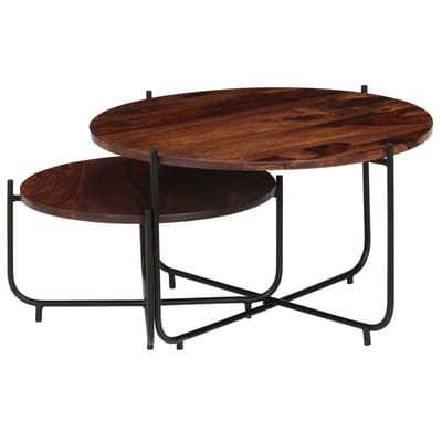 vidaXL 2-delige Salontafelset 60x35 cm massief acaciahout