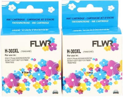 FLWR Multipack inktcartridges voor HP 303XL - Premium Huismerk HP 303 inkt - 2x HP 303 cartridges (hoge capaciteit) o.a. geschikt voor HP ENVY Inspire 7220e, HP ENVY Inspire 7224e, HP ENVY Photo 7930, HP ENVY Inspire 7920e, HP ENVY 6020e