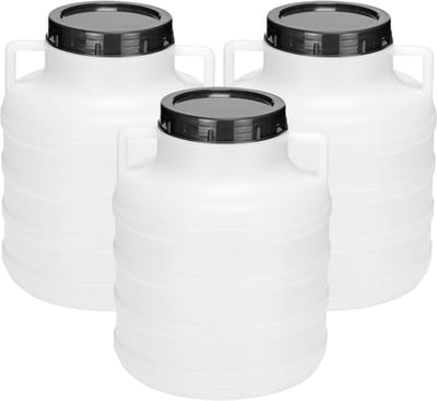 Garronda 3x5l Kunststof Trommel Met Deksel - Regenton - Vat - HDPE - Voedselvat - Tuin Hobbock – Witx3 - GD-STE-Barrel-B5L-2B