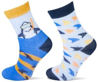 2 Paar kindersokken - Happy Shark - Multicolor - Maat 23-26