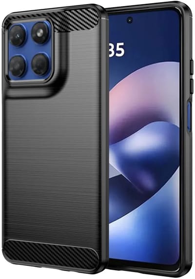 Hoesje geschikt voor Motorola Moto G47/G37/G67 Power/G57 Power/G37 Power - Techsuit Carbon Silicone Back Cover - Zwart