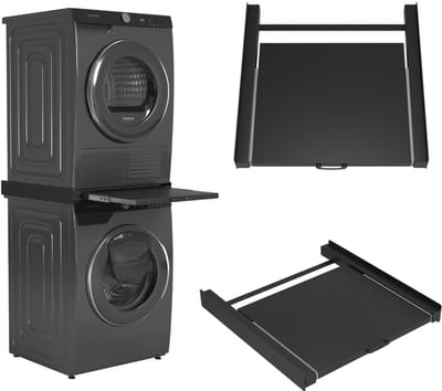Wasophoogte® Tussenstuk wasmachine droger - Stapelkit wasmachine droger - Tussenkader XL - Geschikt voor elk type - Zwart