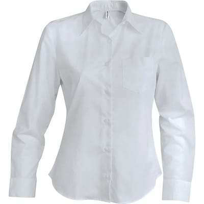 Kariban Dames poplin blouse lange mouwen K542 - White - 4XL