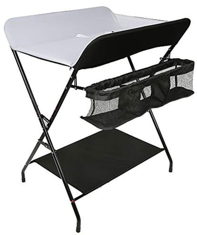 Opvouwbare Luiertafel met Wieltjes en Opbergmanden voor Baby's - Veilig en Draagbaar