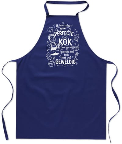 Basics - Unisex Schort - kookschort - keukenschort - BBQ schort - 65 x 90 cm - 100% katoen - geen perfecte kok - man - blauw