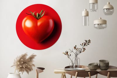 WallCircle - Wandcirkel - Muurcirkel - Tomaat - Rood - Hart - Aluminium - Dibond - 140x140 cm - Binnen en Buiten