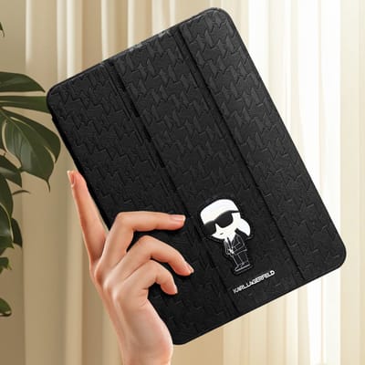 iPad 10.9 2022 (10e gen)/Air 5 2022/Air 4 2020 Bookcase hoesje - Karl Lagerfeld - Effen Zwart - Kunstleer