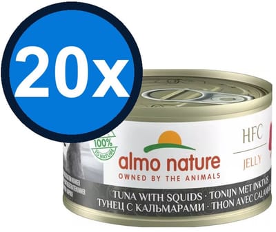 20x Almo Nature HFC Jelly - Tonijn & Inktvis - Kattenvoer Natvoer - 70g