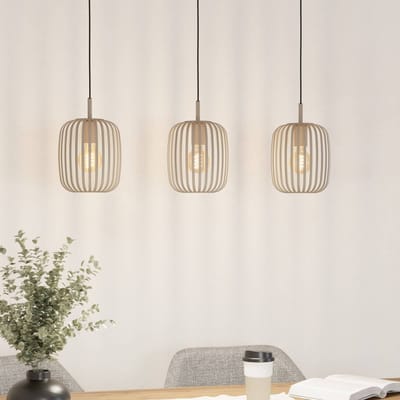 EGLO Hanglamp Romazzina, beige, lengte 90 cm, 3-lamps, metaal