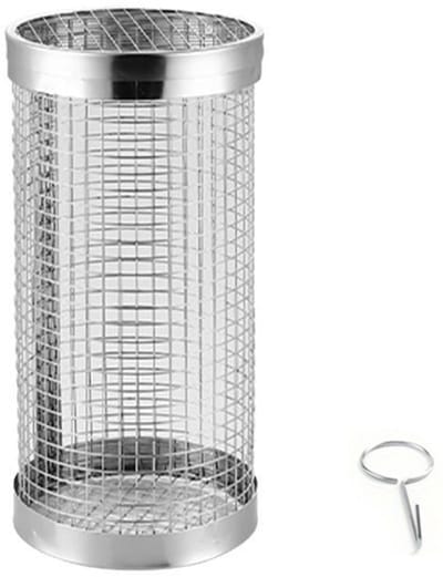Grote Rollende Grillmand Roestvrijstalen BBQ Grillrooster Mandje Anti-aanbak Vis Groenten Grillrooster BBQ-accessoires voor buiten Picknick Kampvuur Kamperen (20 cm)