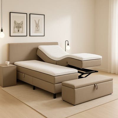 Fermo Hoog Laag Bed 1 Persoons/ Verzorgingsbed /Seniorenbed Elektrisch Verstelbaar 120x200 cm Beige /Montage optie/Made in NL