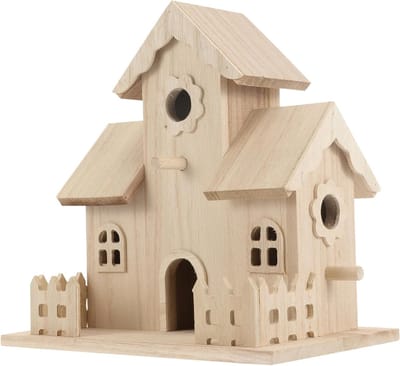 Houten Vogelhuisje voor Kleine Vogels met Weerbestendige Afwerking - Creatieve Tuin Decoratie voor Balkon en Huis, Perfect voor Nestelen en Vogels Voeden