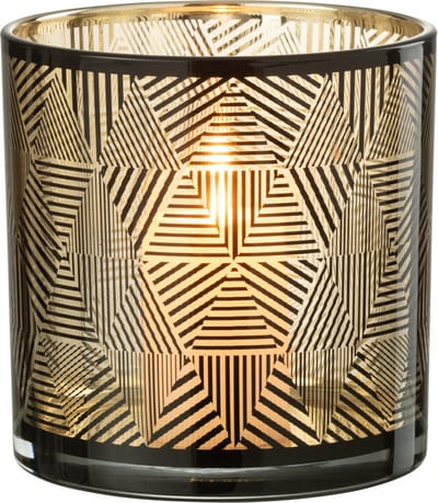 J-Line windlicht Driehoeken Strepen - glas - bruin - medium