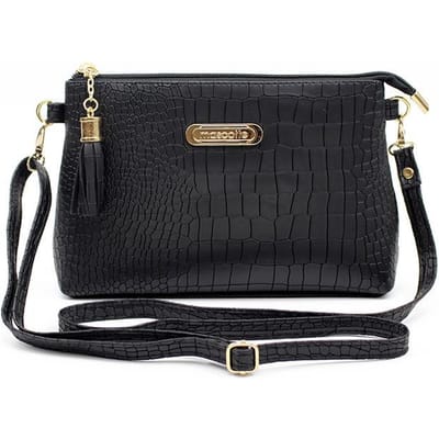 Luxe Kwast Crossbody Tas Voor Vrouwen PU Leer Krokodillenpatroon Schoudertas Nieuwe Kleine Messenger Bag Dames Handtas bolso 20x5x14cm black