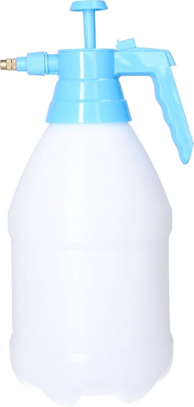 CM Plantenspuit met hoge druk sproeier/vernevelaar - kunststof - 3 liter - blauw/wit - 34 cm - binnen/buiten