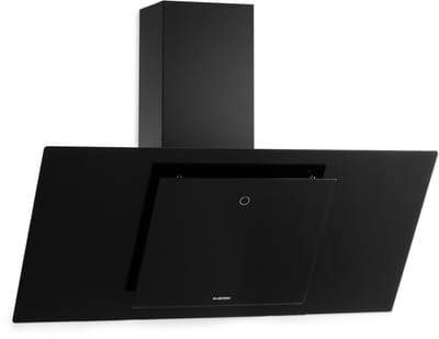 Klarstein Afzuigkap Eleonora - Schuine , Afzuigcapaciteit: 420 m³/h, Touchbediening, RGB-Ambientekleur, 59 dB, Recirculatie En Afvoer, LED-Verlichting, Vetfilter, 90 cm, Zwart - Wandafzuigkap - 43 cm - voor Keuken - Koolstoffilter