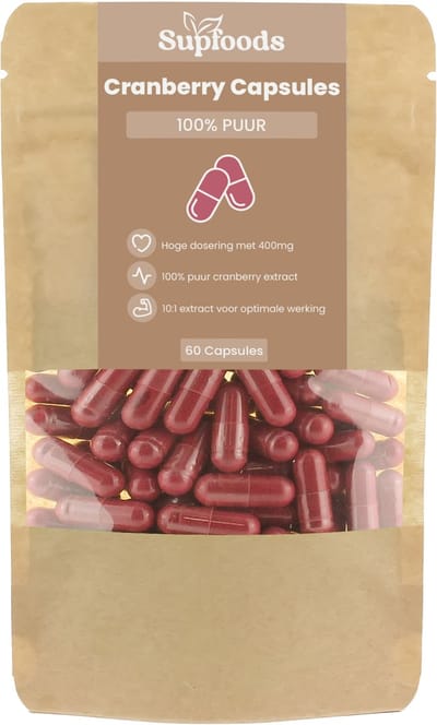 Cranberry Capsules 100% Puur - 60 Capsules - Bron van Antioxidanten - Alternatief voor Cranberry Tabletten en Sap - 400mg per Cranberry Extract Capsule