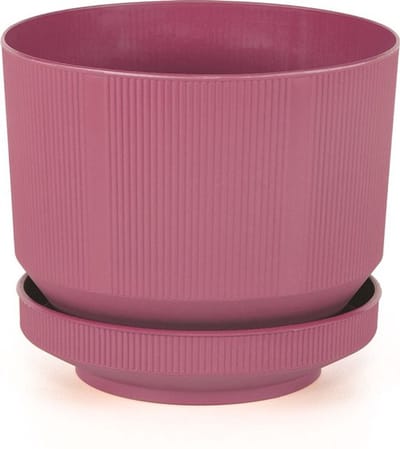 3 fushia roze luxe sierpotten 6L bloempotten cherry 23x19cm drainage en schaal incl