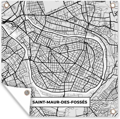 Tuin poster Plattegrond - Saint-Maur-des-Fossés - Stadskaart - Kaart - Frankrijk - 200x200 cm - Tuindoek