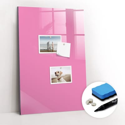Tulup Whitebord - Kleur Roze Magneetbord - 40 cm x 60 cm - Magnetisch Memobord - Stylish Memo Board - Magneetbord Keuken - Organiseer Je Bureau - Gratis 5 Sterke Magneten + Whiteboard Marker & Wisser - Magneetbord Rechthoekig - Magneetbord Muur