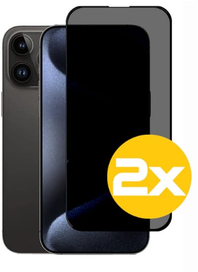 Privacy Screenprotector Geschikt Voor iPhone 15 Pro Max - Volledige Beschermglas - 2 Stuks