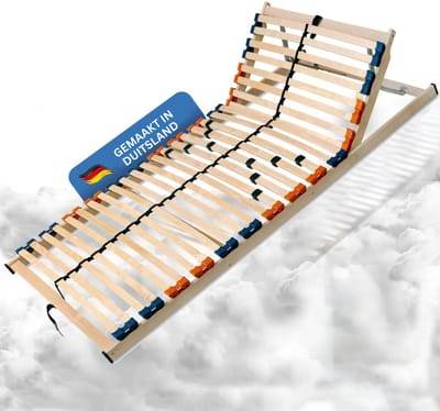 Coemo 7-zone Lattenrost MULTIRA - Houten Lattenbodem met Verstelbaar Hoofdeinde, 5-Voudige Hardheidsverstelling, 28 Flexibele Latten en Geschikt voor Alle Matrassen, 80x200 cm, voordelige kit