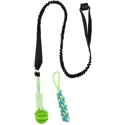 Jouet interactif pour chien, corde à ressort, corde à tirer, pour extérieur et intérieur, corde à tirer suspendue, balle, nettoyage des molaires des chiots, jouets à mâcher black