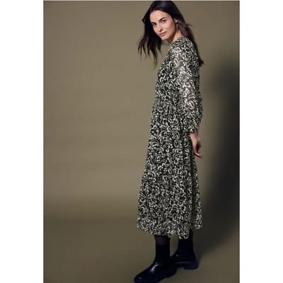 Chiffon midi-jurk met print