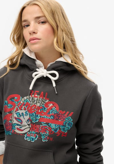 Superdry - Tokyo hoodie met Vintage logo en grafische print - Dames - Hoodies