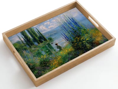 Dienblad hout 50x35 cm - Schootdienblad - Bloemen - Meer - Bergen - Groen - Borrelplank rechthoek - Plateau dienbladen